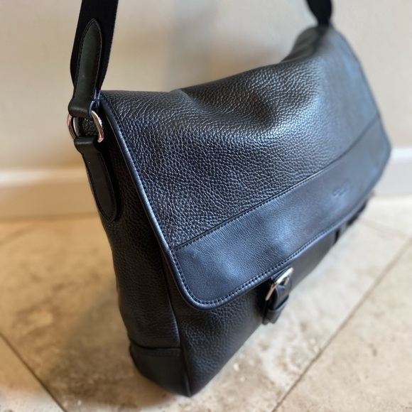 Authentic Coach leather brief case messenger bag Black leather - Picture 3 of 8